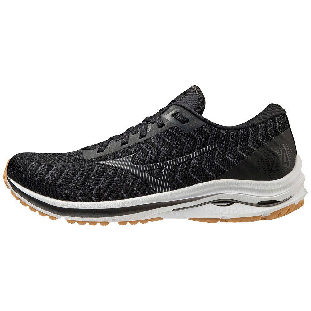 Tenis Para Correr Mizuno Wave Rider 24 Waveknit Para Hombre Negros/Grises Oscuro 2793615-BV